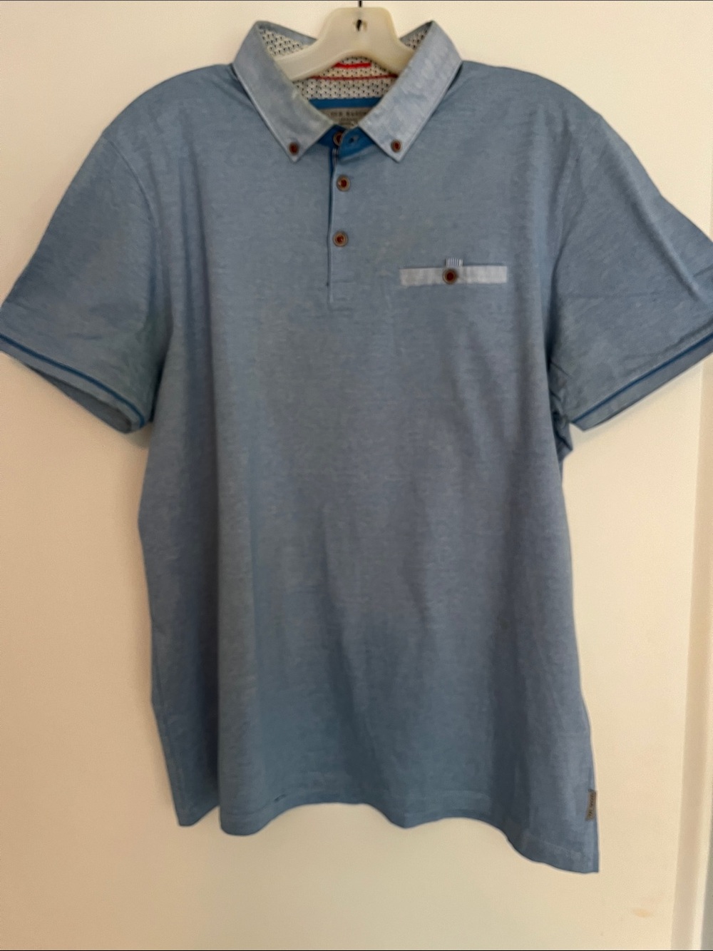 Ted Baker Light Blue Polo with Contrast Trim 6/L